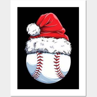 Christmas Baseball Ball Santa Hat Posters and Art